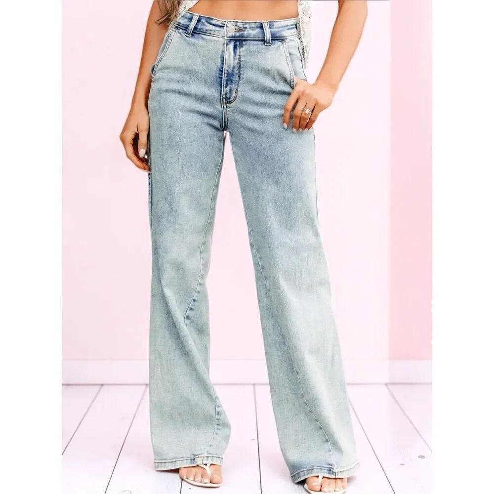 Judy Blue High Rise Wide Leg Jeans Light Wash Stretch Denim NWT